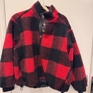 American Eagle Outfitters Red and Black Plaid Jacket